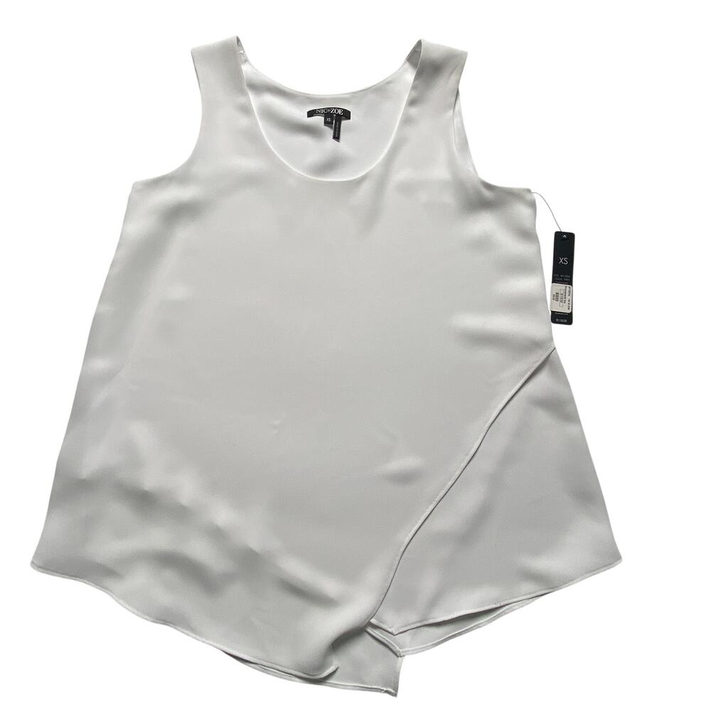 NIC+ZOE White Promenade Top Women XS NWT Asymmetrical Hem - Picture 5 of 11